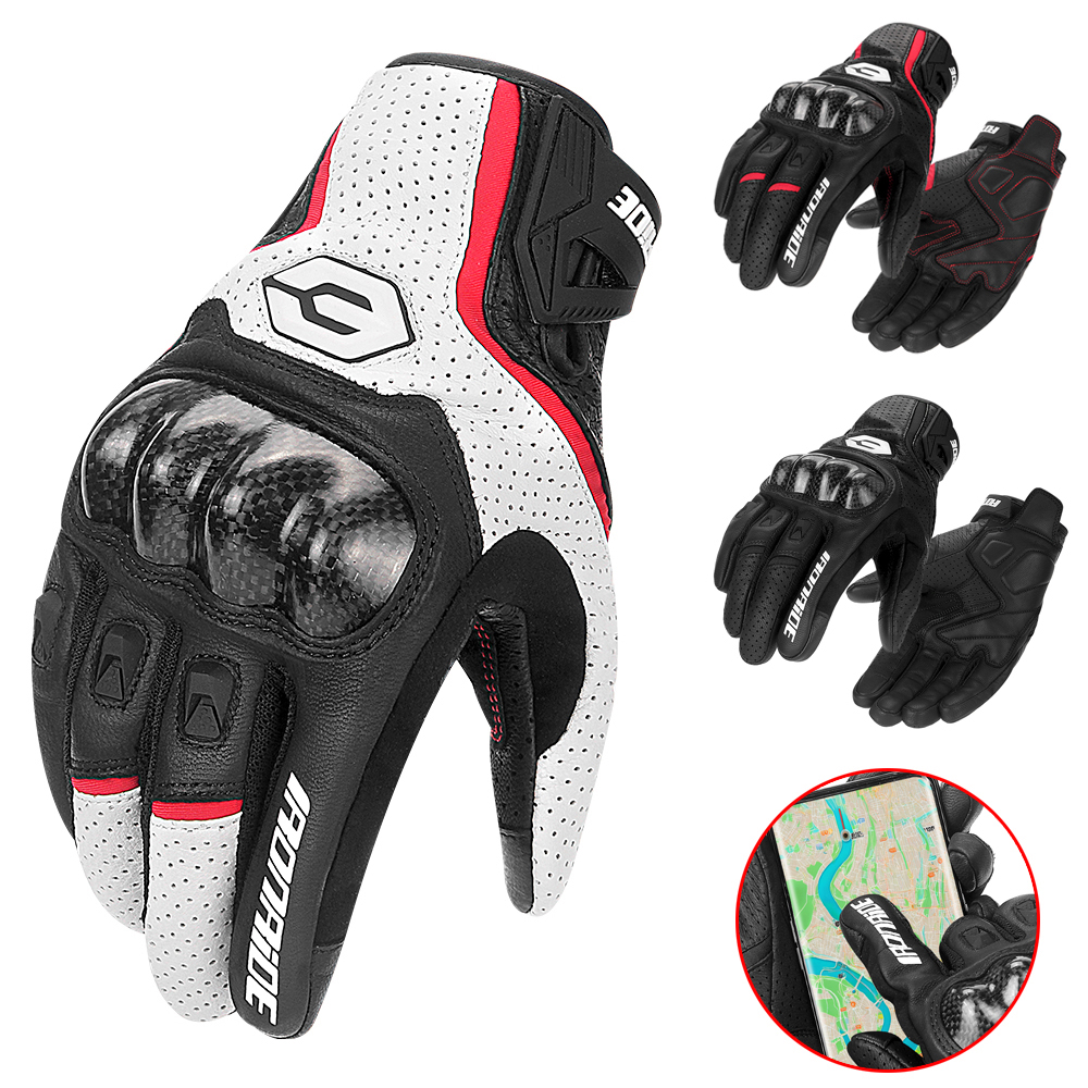 Horse Riding Glove - Motorcycle Gloves Leather Motorbike Touch Screen