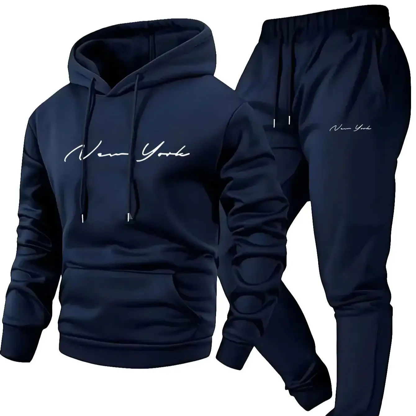 Outdoor Sportswear - Men's Soft Hooded Sweatshirt Sweatpants Set