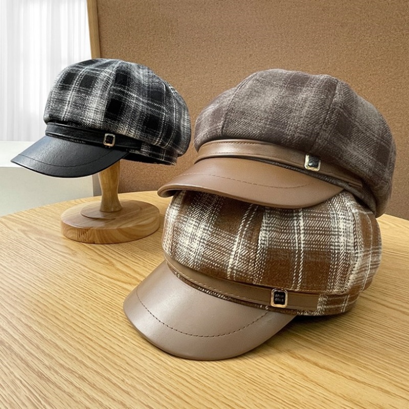 New PU Leather Patchwork Grid  - Outdoor Sport Hat review and price