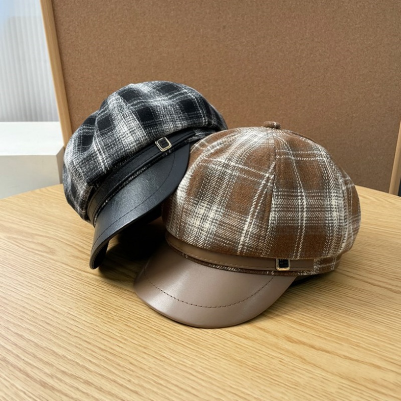 New PU Leather Patchwork Grid  - Outdoor Sport Hat review and price