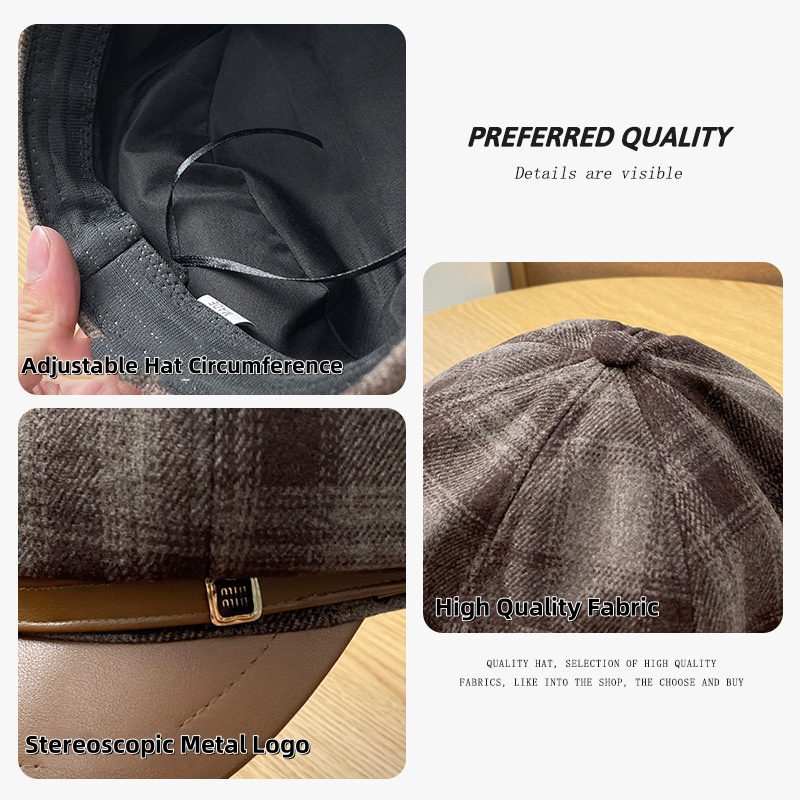 New PU Leather Patchwork Grid  - Outdoor Sport Hat review and price